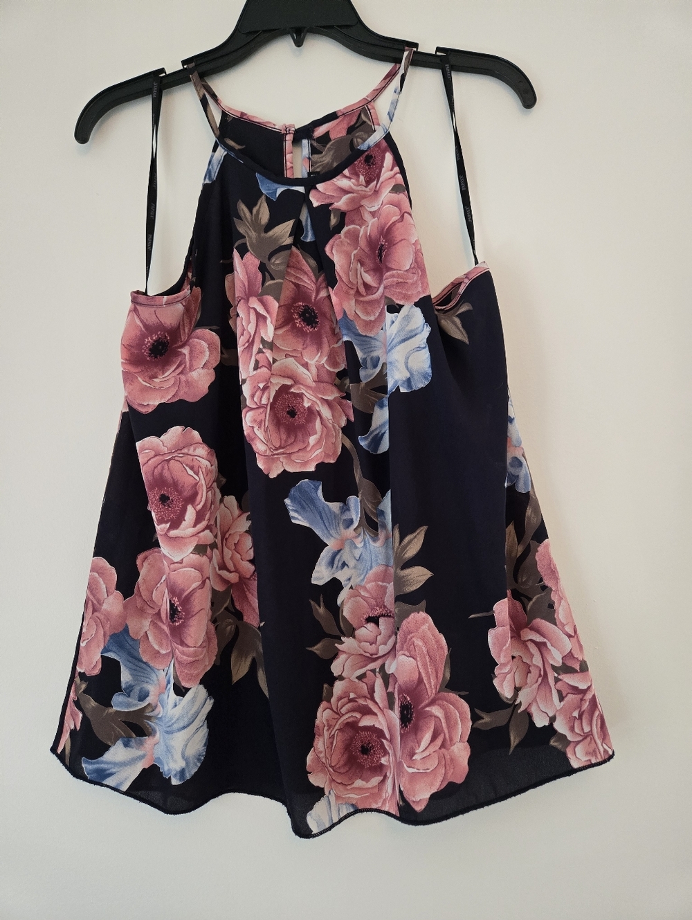 Papaya Floral Top Large Cold Shoulder Blouse Navy Pink Romantic Boho Tank